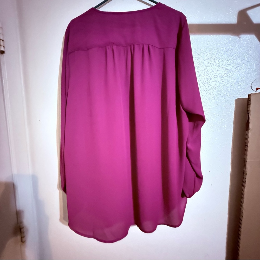 Torrid Fuchsia Button-Front Blouse - Picture 2 of 3